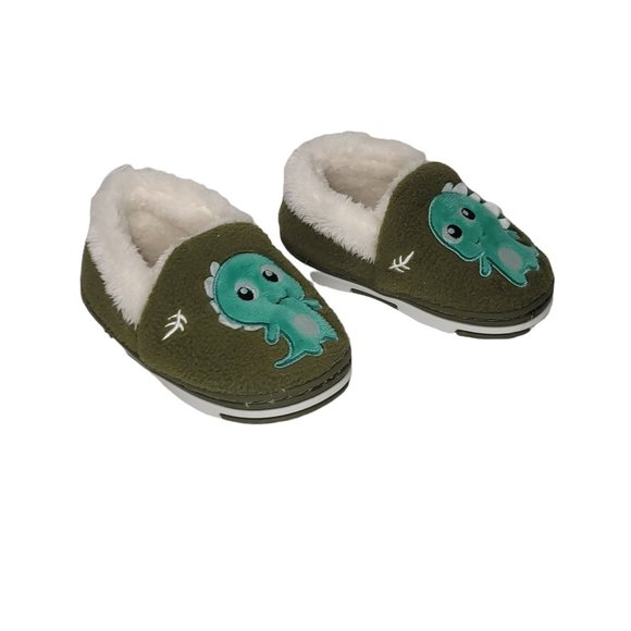 Green Dinosaur Fuzzy Slippers Toddler size 22-23 Euro 5 US - Picture 2 of 6